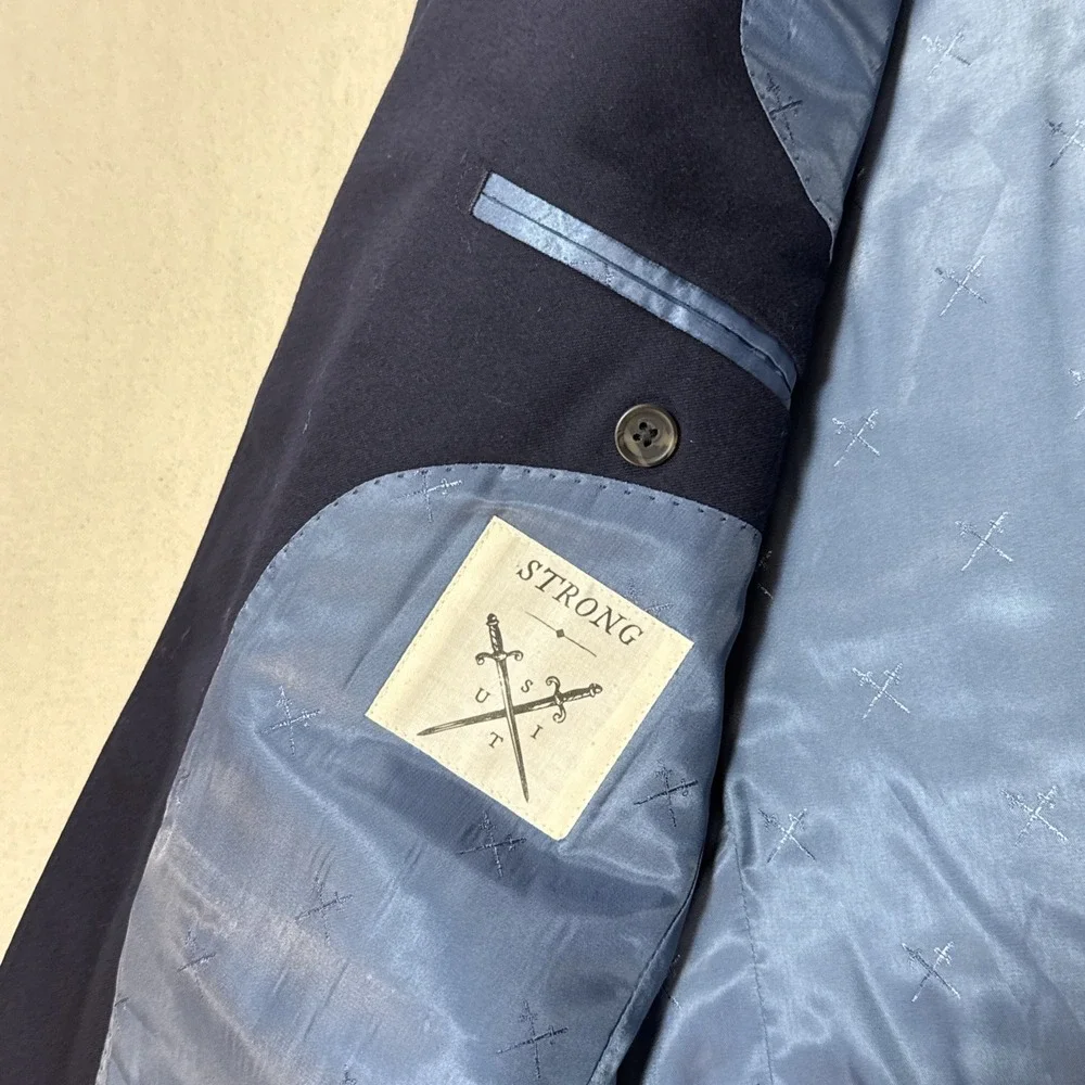 Strong Suit Blazer Mens 38S Blue Wool Flexo Sport Coat Jacket